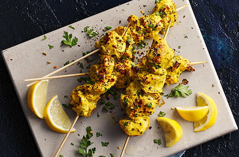 Image of "Spiced yogurt Kashmiri chilli chicken kebabs"
