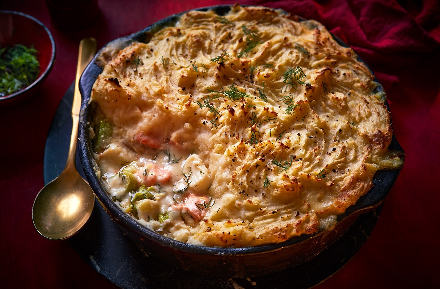 Fish pie with capers, dill and celeriac mash