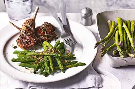 Image of "Roasted lamb chops with garlic-herb crumb"