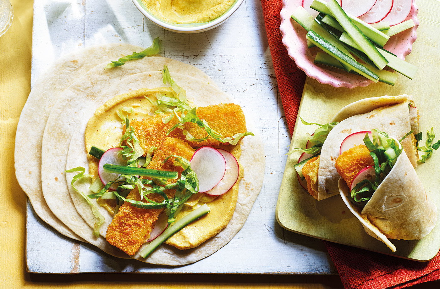 Fish finger katsu wraps