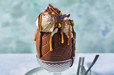 Image of "Chocolate and caramel Easter sundae"