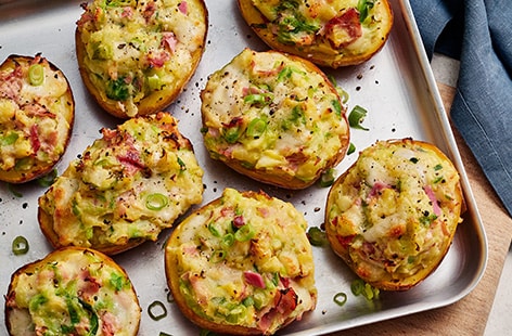 Image of "Cabbage and ham loaded jacket skins"