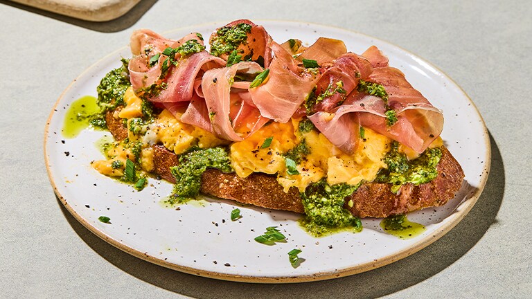Parma ham and scrambled egg on toast recipe