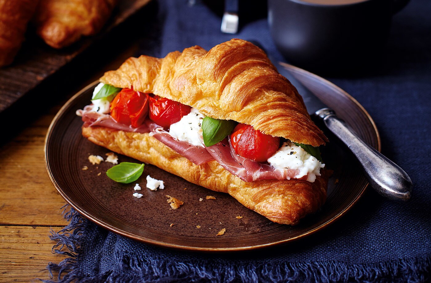 Tesco Finest Parma ham, mozzarella and roast cherry tomato croissants