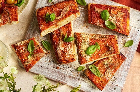 Image of "Cheat's sfincione focaccia pizza"