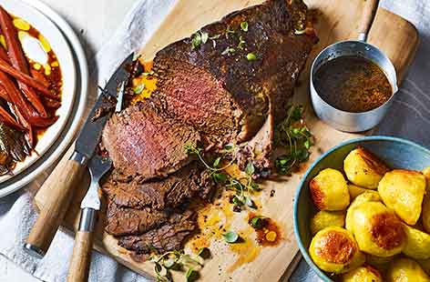 Image of "Slow-roasted beef with mustard potatoes "