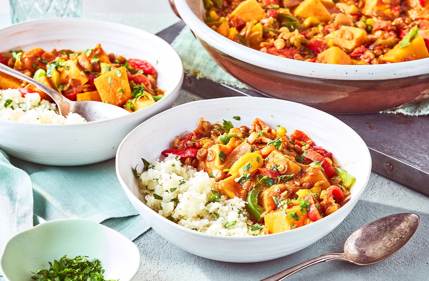 Butternut tagine and cauliflower 'couscous'