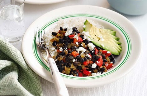 Image of "Rice and black bean burrito bowl"