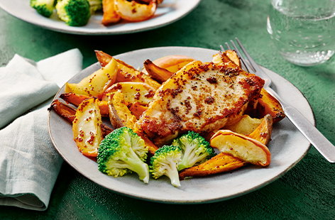 Pork with apple and sweet potato