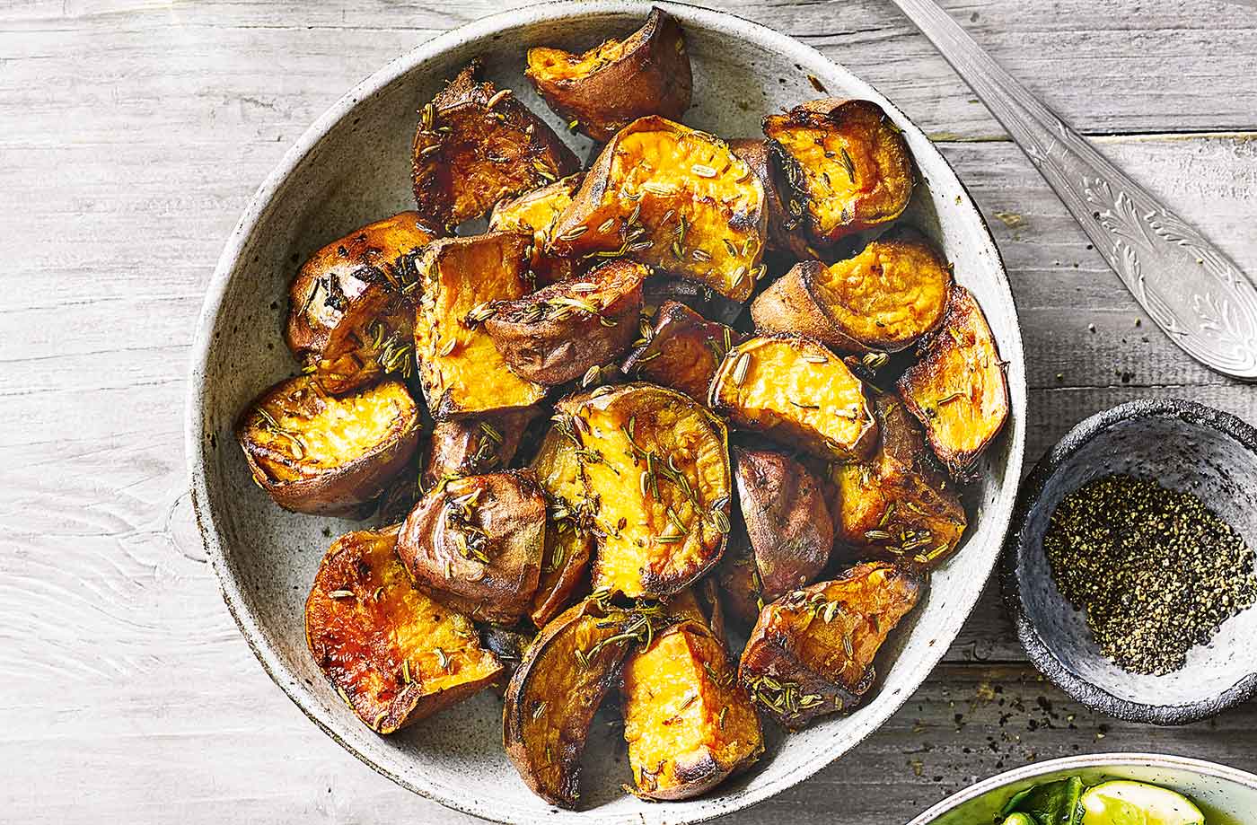 Roast sweet potatoes with rosemary and lemon