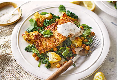 Image of "Spiced salmon with chickpeas and spinach"