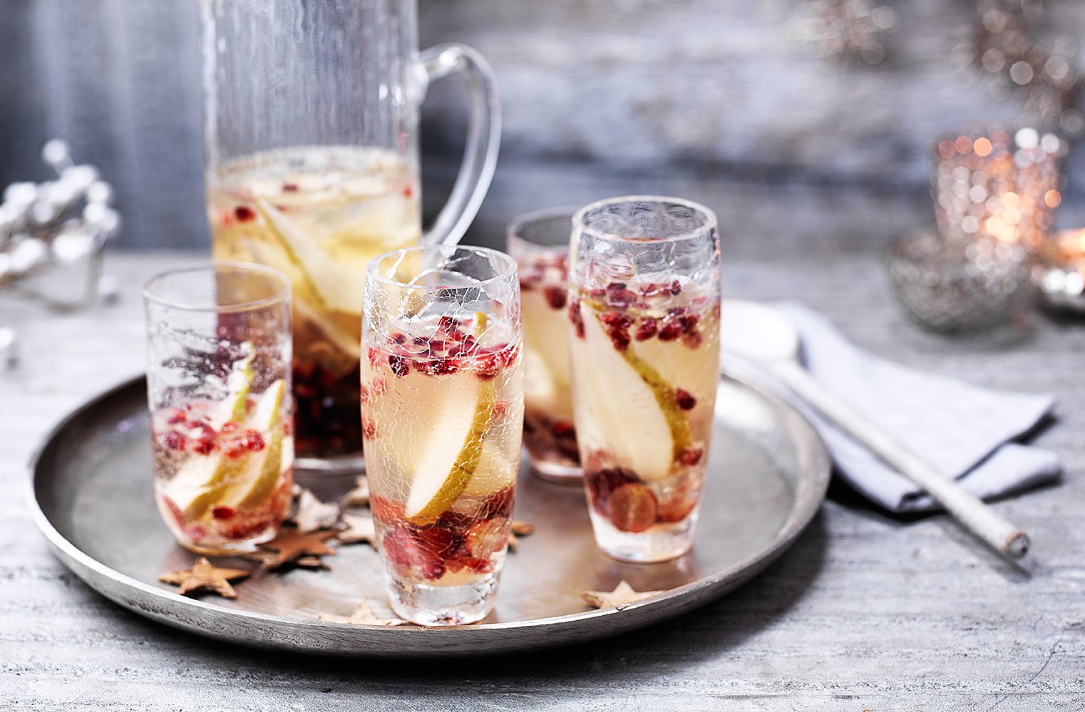 Festive prosecco sangria
