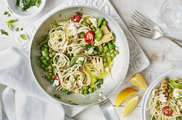 Image of "Charred artichoke and goat’s cheese pasta"