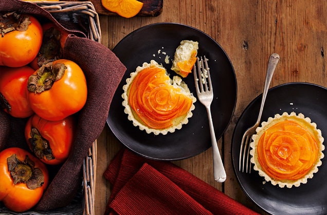 Persimmon custard tarts