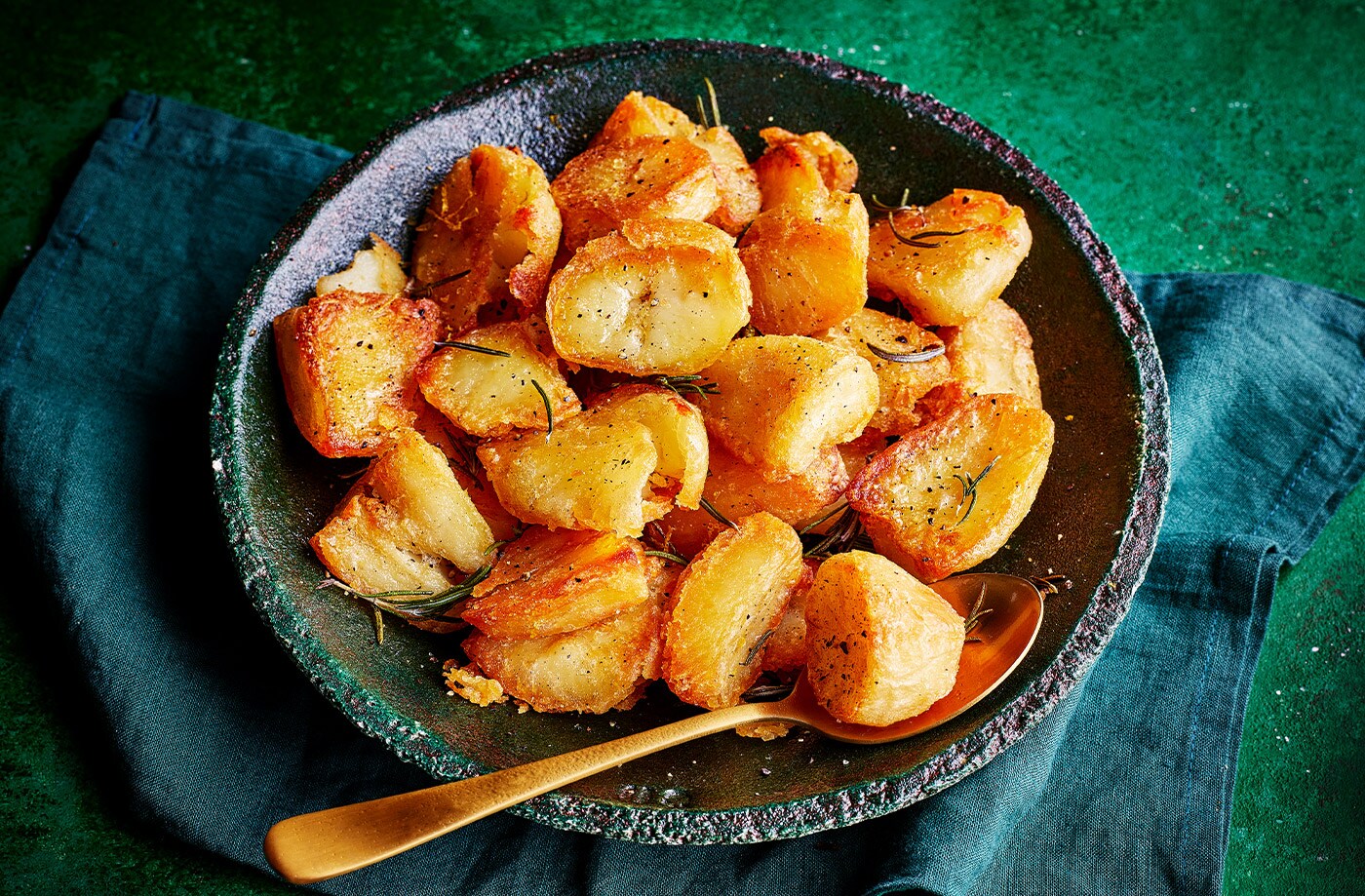 Lemon and rosemary smashed roast potatoes