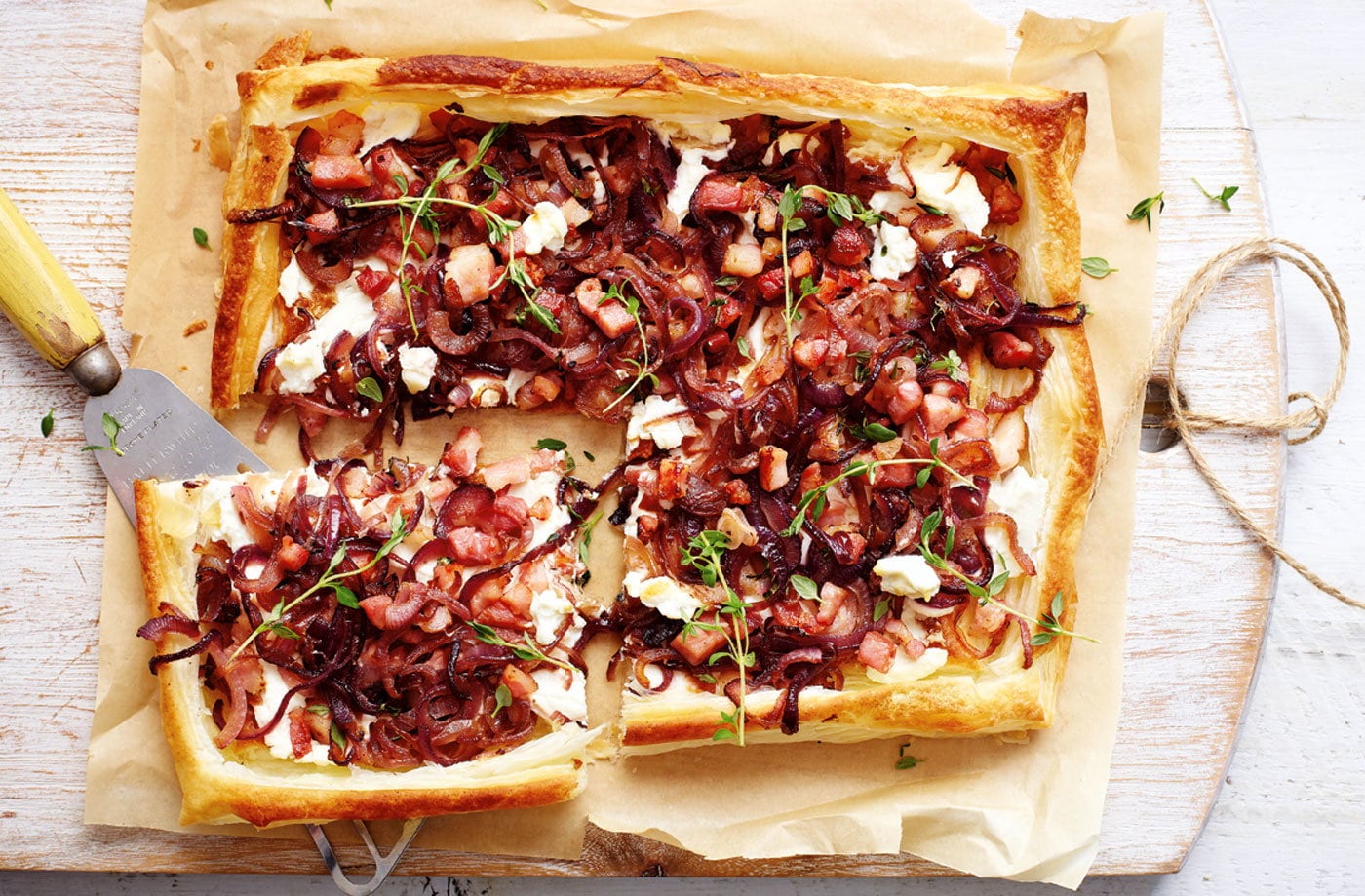 Ricotta, bacon and red onion tart