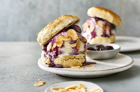 Image of "Blueberry ice cream scone sandwiches"