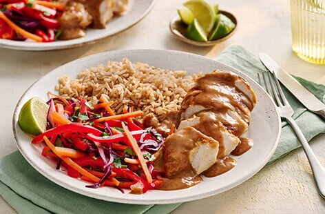 Image of "Air-fryer chicken satay bowls"