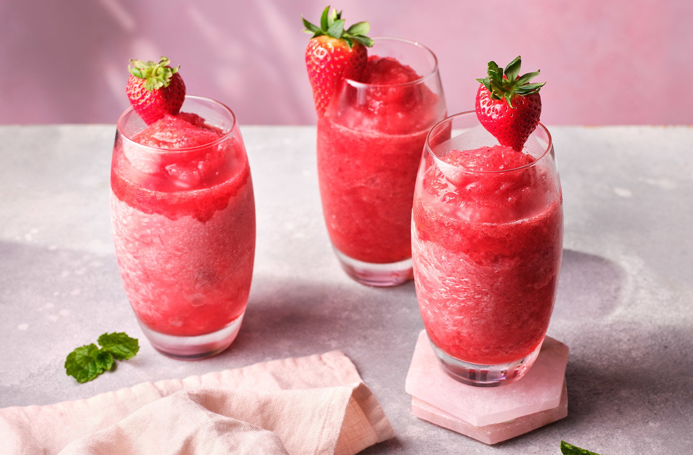 Strawberry rosé slushies