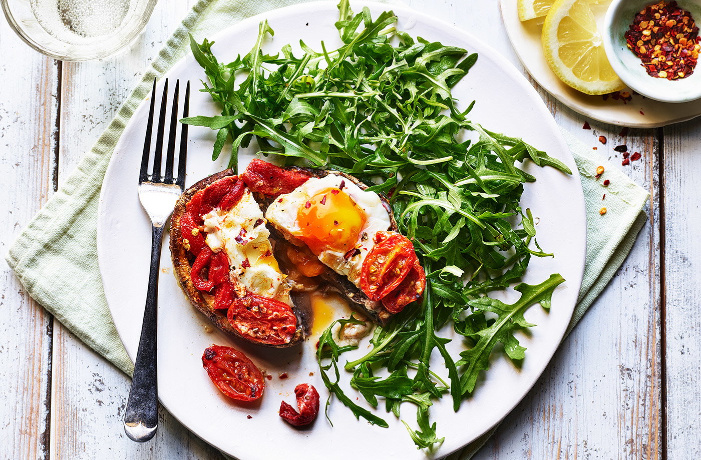 Smoky egg-stuffed mushrooms
