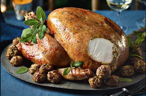 Image of "Lemon and sage turkey with mushroom stuffing"