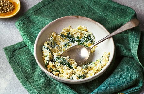 Image of "Melted leeks with spinach, basil and ricotta"
