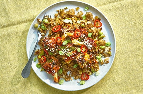 Image of "Bang bang broccoli with fried rice"