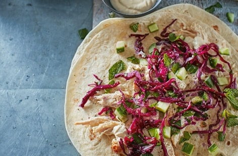 Image of "Chicken wraps with pickled red cabbage"