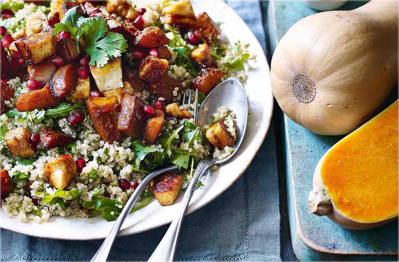 Spiced squash and halloumi salad