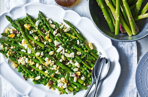 Image of "Asparagus and peas with anchovy dressing"