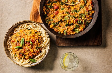 Image of "Lentil ragu with spaghetti"