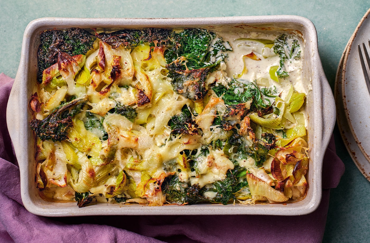 Creamed kale and leeks