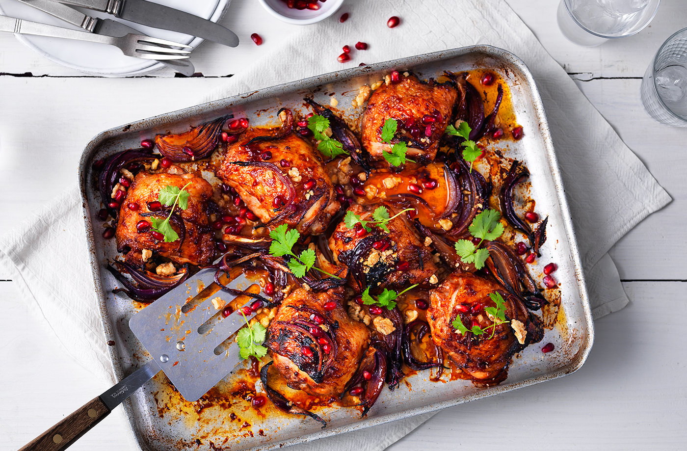 Sticky pomegranate chicken