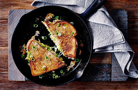 Image of "Tuna melt toastie with Brussels sprouts"