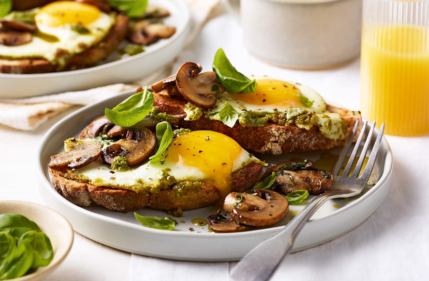 Pesto eggs on toast