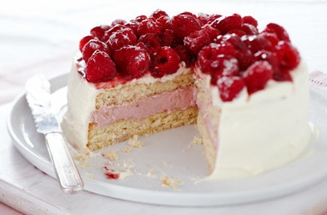 Image of "Raspberry colada mousse cake"