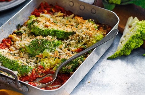Image of "Romanesco cauliflower and tomato bake"