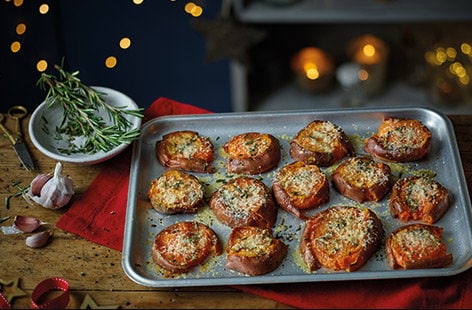 Image of "Smashed garlic and Parmesan sweet potatoes"