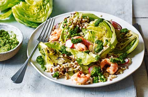 Image of "Griddled iceberg lettuce and prawn salad"