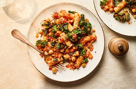 Image of "Kale and chickpea pasta"