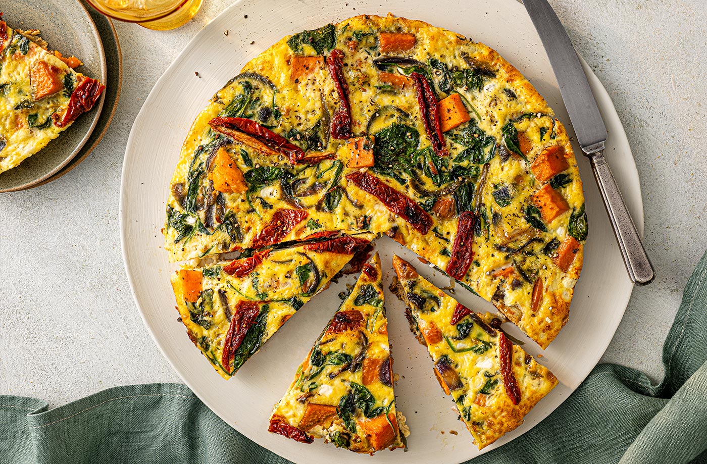 Spinach and sweet potato cottage cheese frittata bites