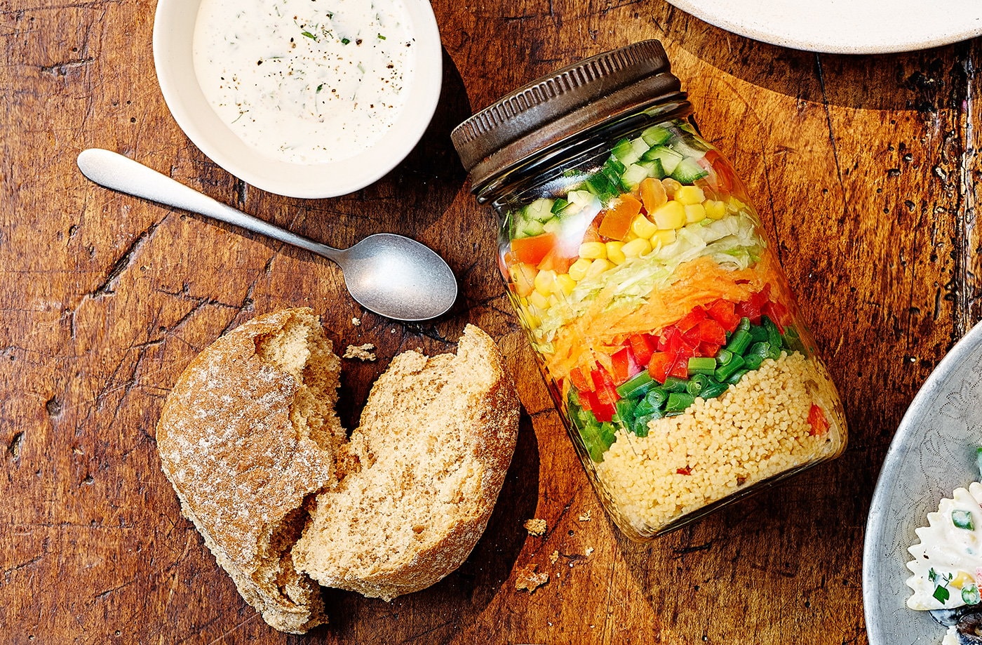 Rainbow jar salad