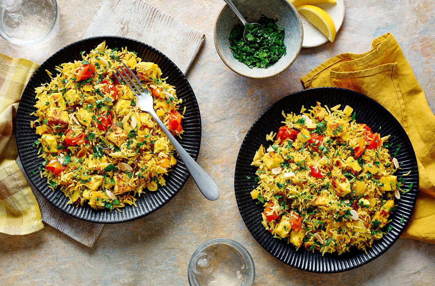 Almond and paneer pilaf