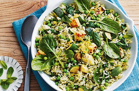 Image of "Courgette, pea and lemon pilaf"