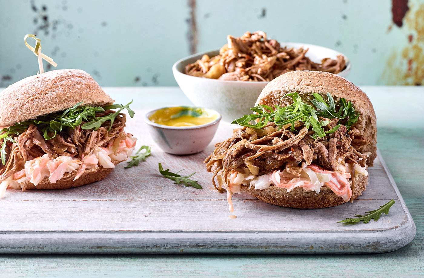 Slow-cooker pulled turkey rolls
