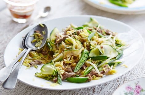 Leftover speedy warm lamb rice salad