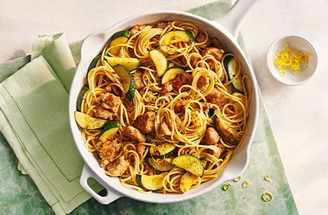 Image of "Courgette, lemon and sausage pasta"