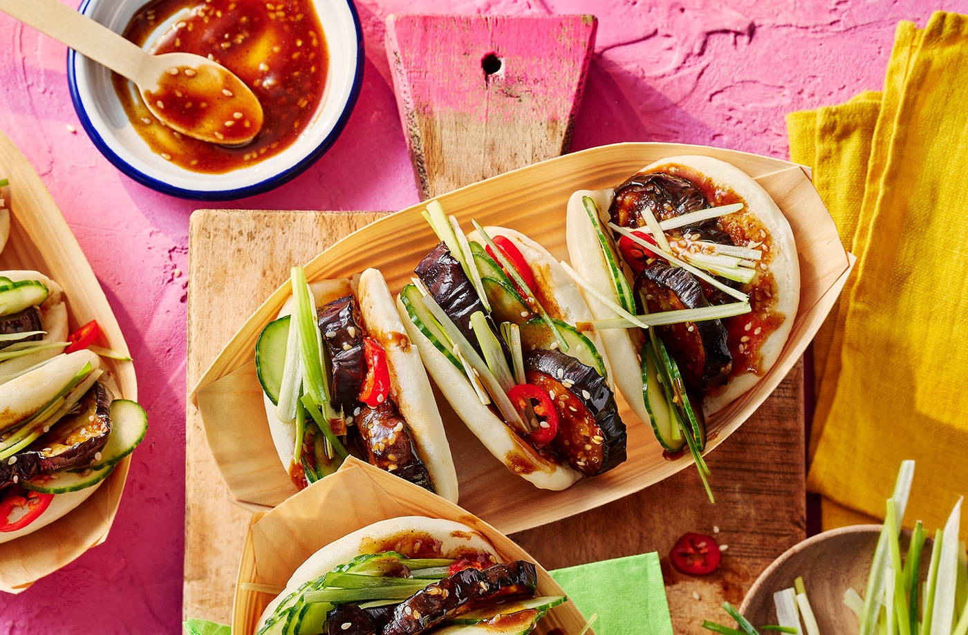 Hoisin aubergine bao buns