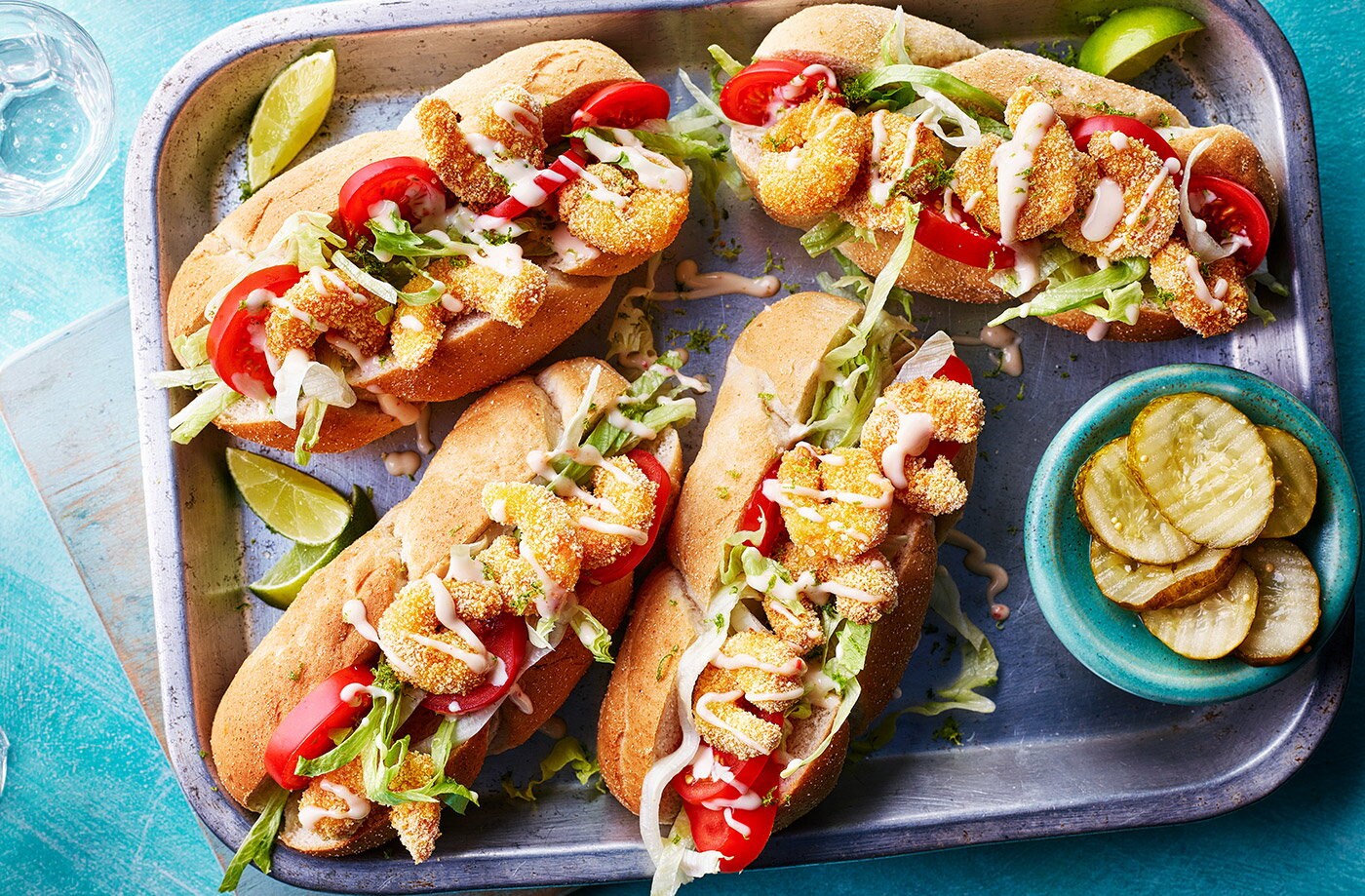Piri-piri prawn po' boy