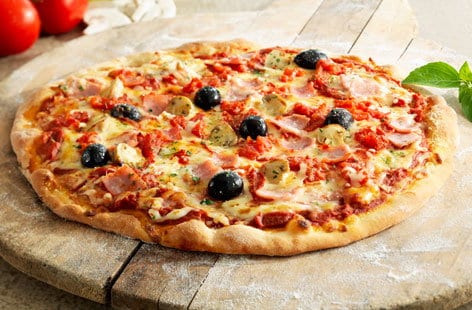 Image of "Ham and cheese pizza"